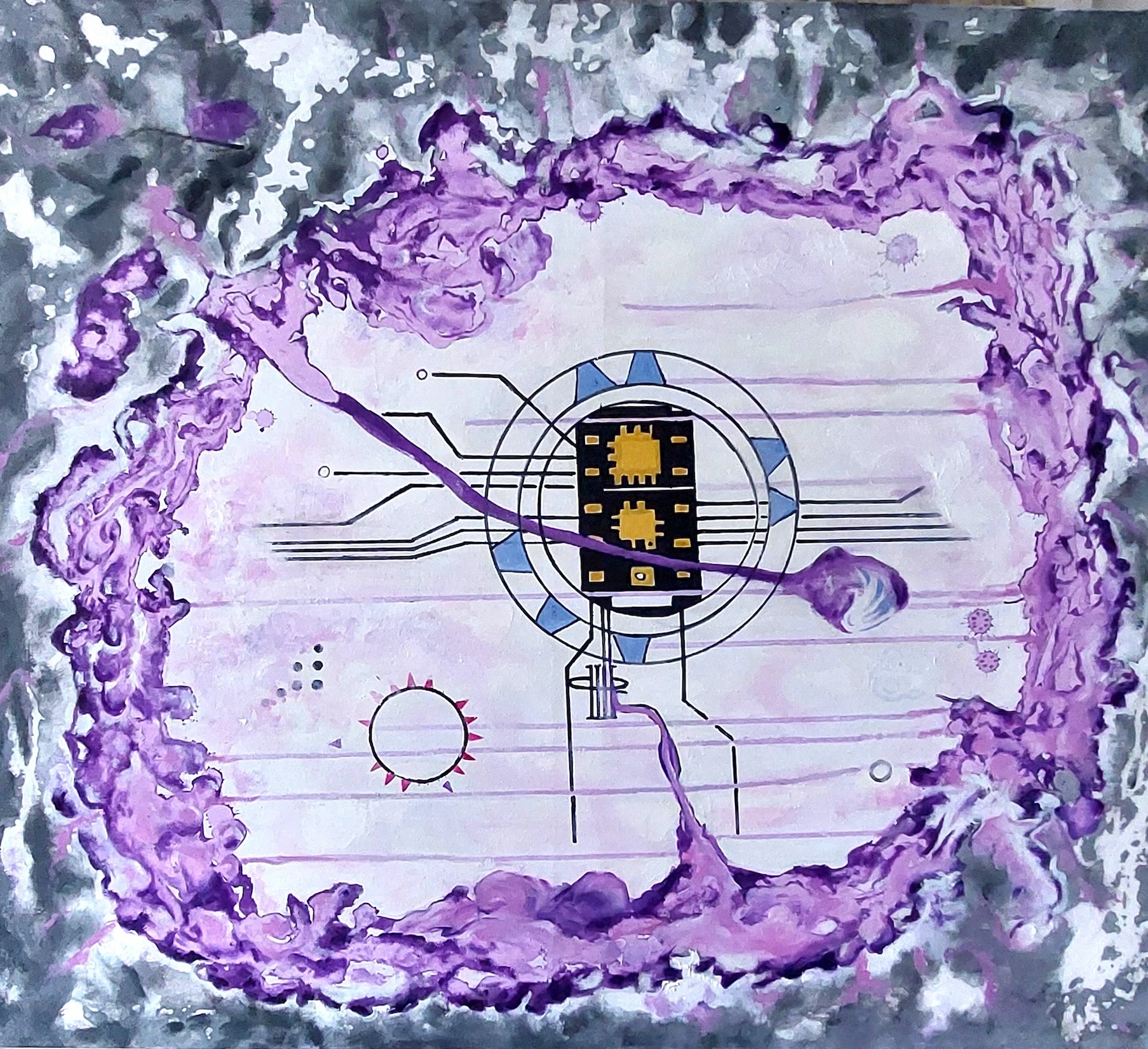 Cell Design Nr. 1 — Acrylic and oil on linen, 70×80 cm (2024)